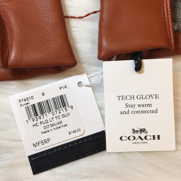 COACH Tech-Gloves Sunset Signature Quilted Leather - Picture 4 of 8